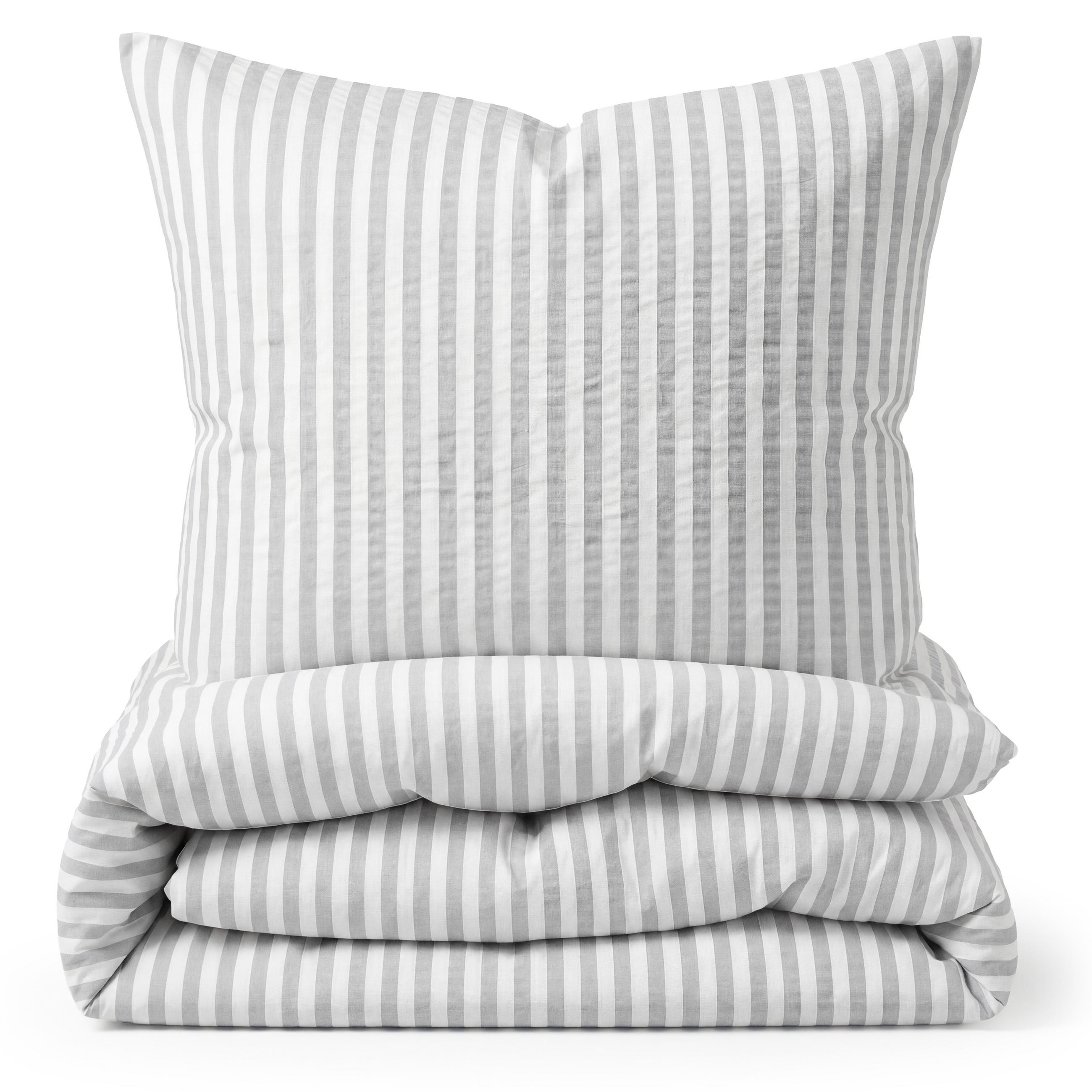 BETTWÄSCHE Seersucker, 3-teilig, 200/200 cm & 80/80 cm, Grau - Grau, Textil (200/200cm) - Blumtal