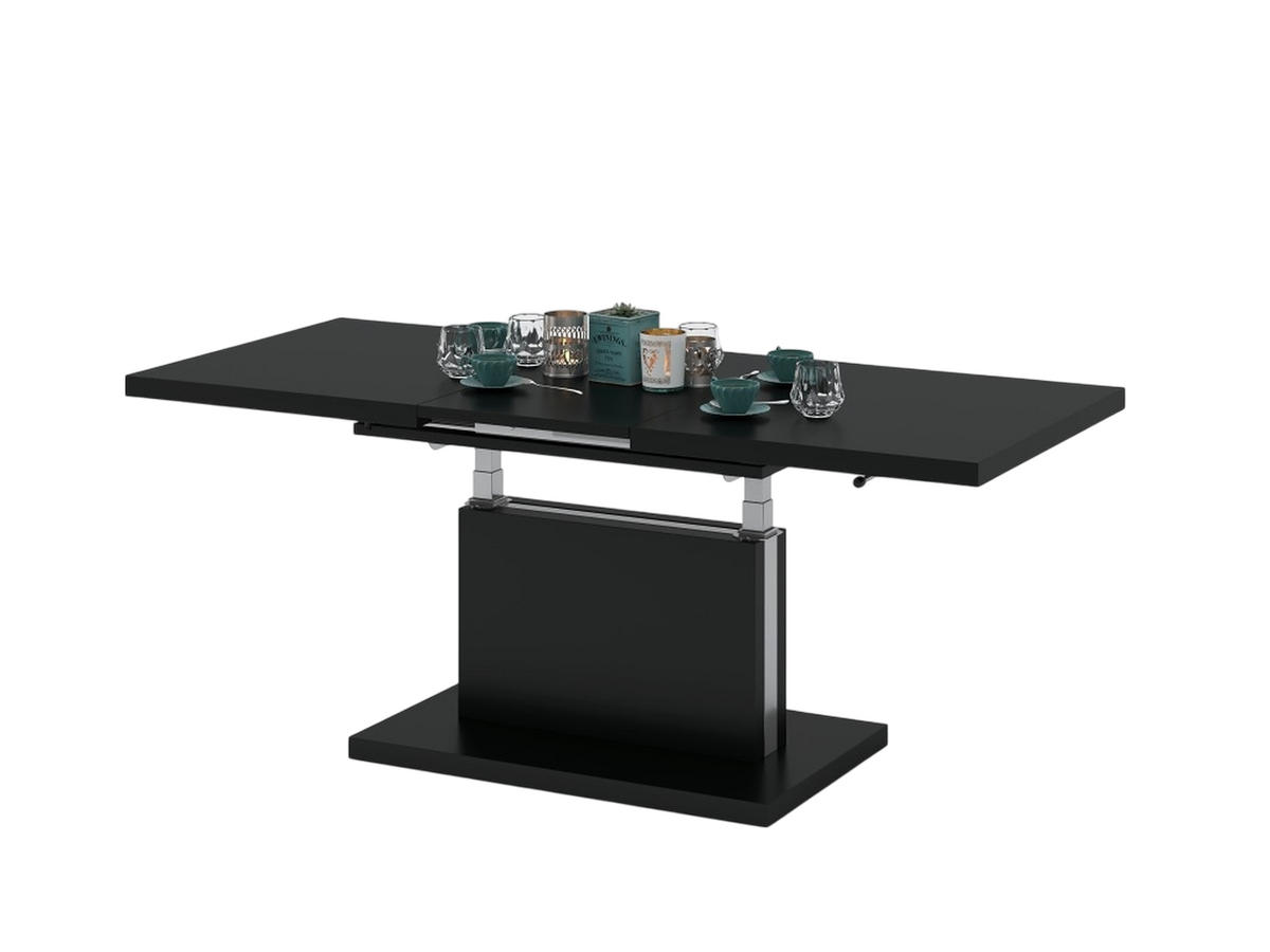 COUCHTISCH rechteckig Schwarz matt ausziehbar höhenverstellbar - Schwarz, Holzwerkstoff (80/120/56cm) - designimpex