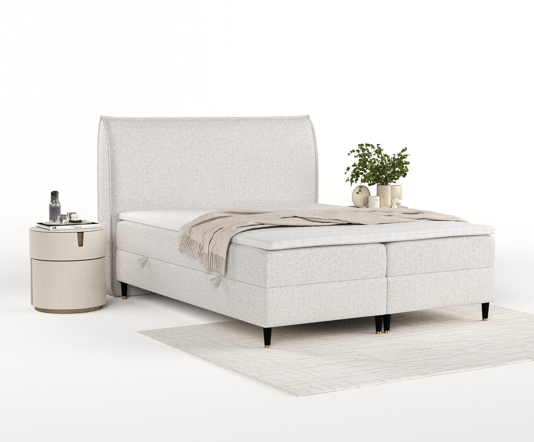 Thumbnail - Maison de Reve Boxbett, Hellgrau, Textil, Buche, Kiefer, H2, Höhe ca. 19 cm, 200x200 cm, FSC 100%, Made in EU, Oeko-Tex®...