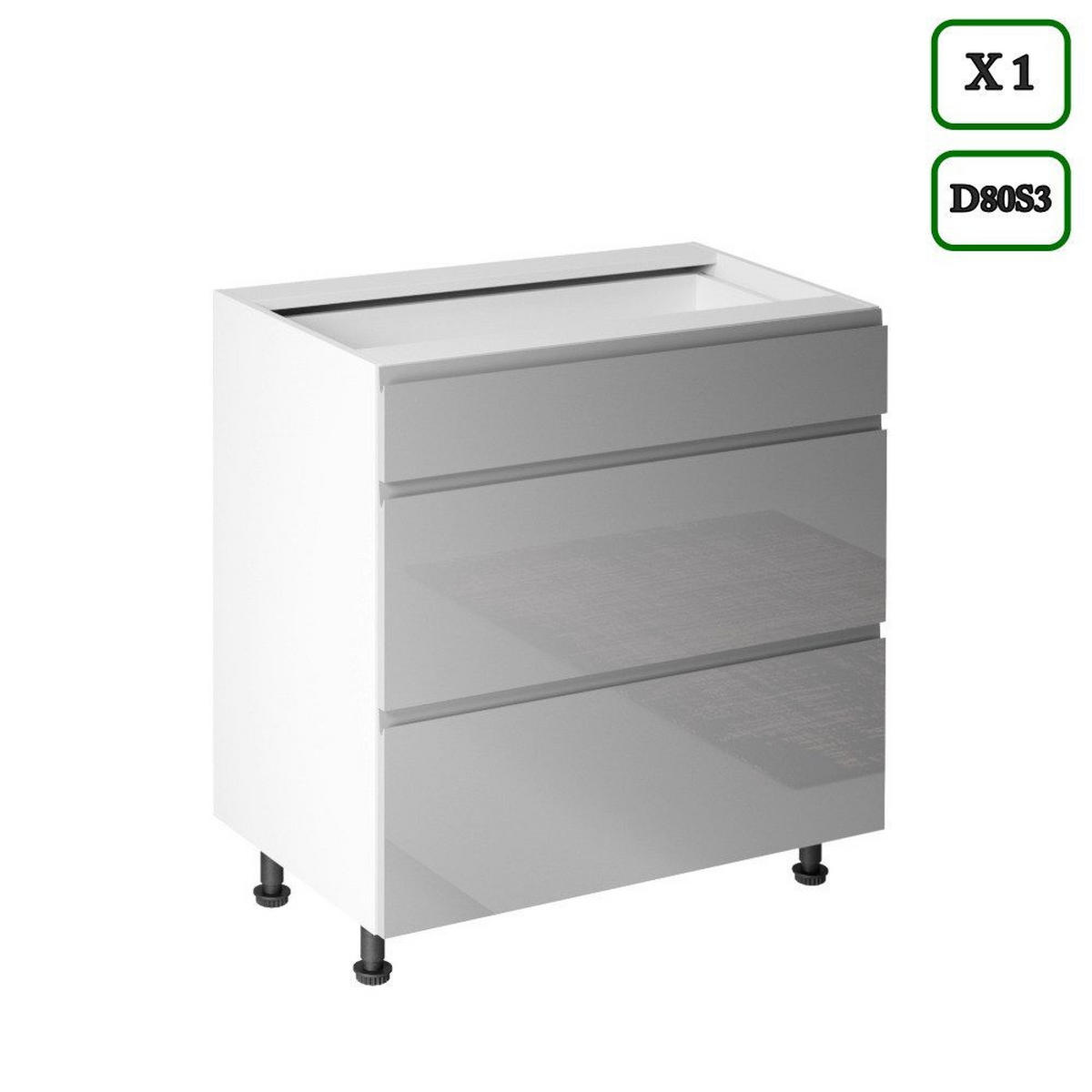 KÜCHENZEILE 320 cm – Aspen K91-M320 - in Weiß/Hochglanz - Grau, Holzwerkstoff (320/212/60cm)