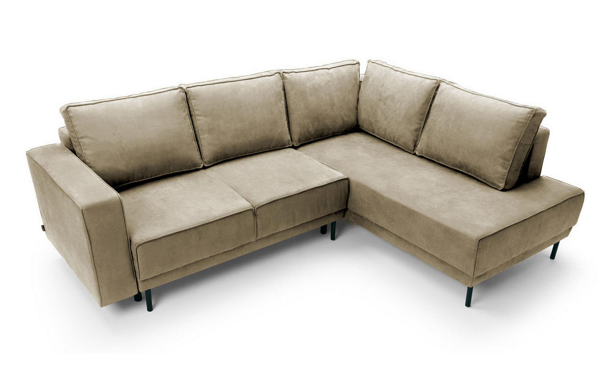 ECKSOFA Rodario Beige Velours - Beige/Schwarz, Textil/Metall (247/187cm) - Selsey