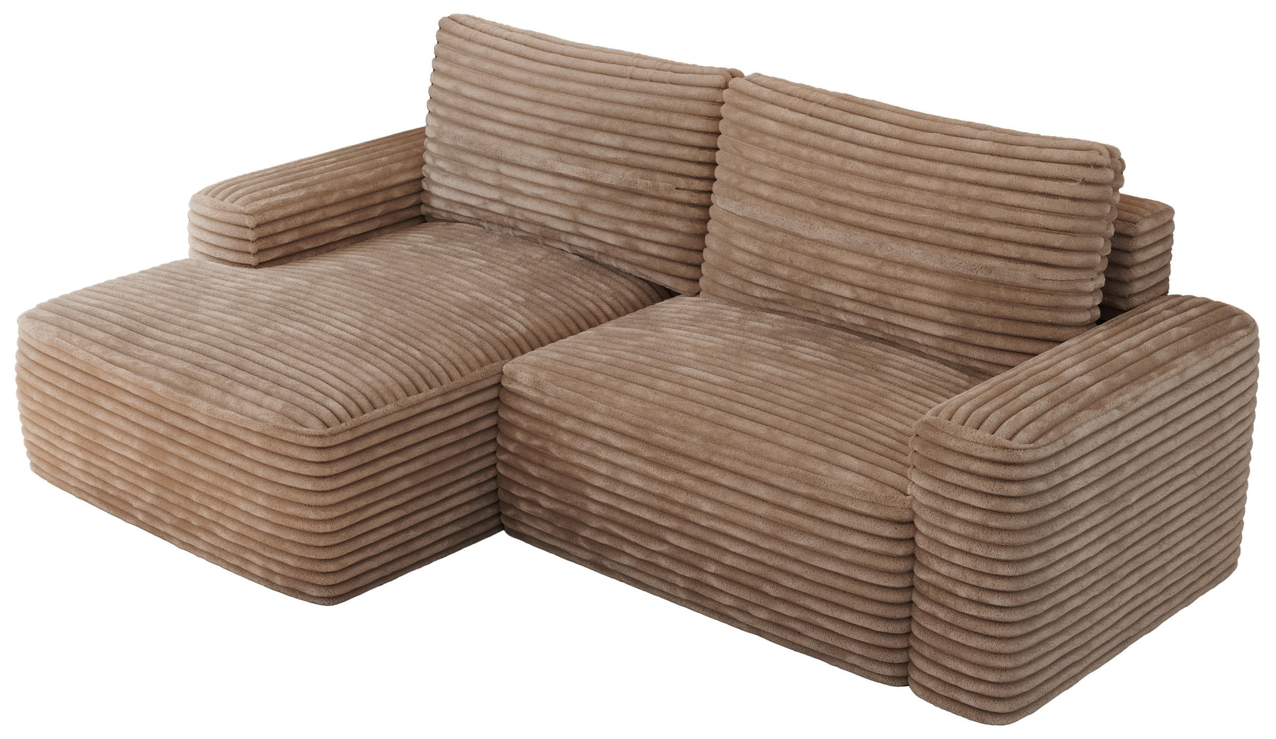 ECKSOFA BELLUNO L Braun Cord - Links - Schwarz/Braun, Textil (144/233cm) - MKS