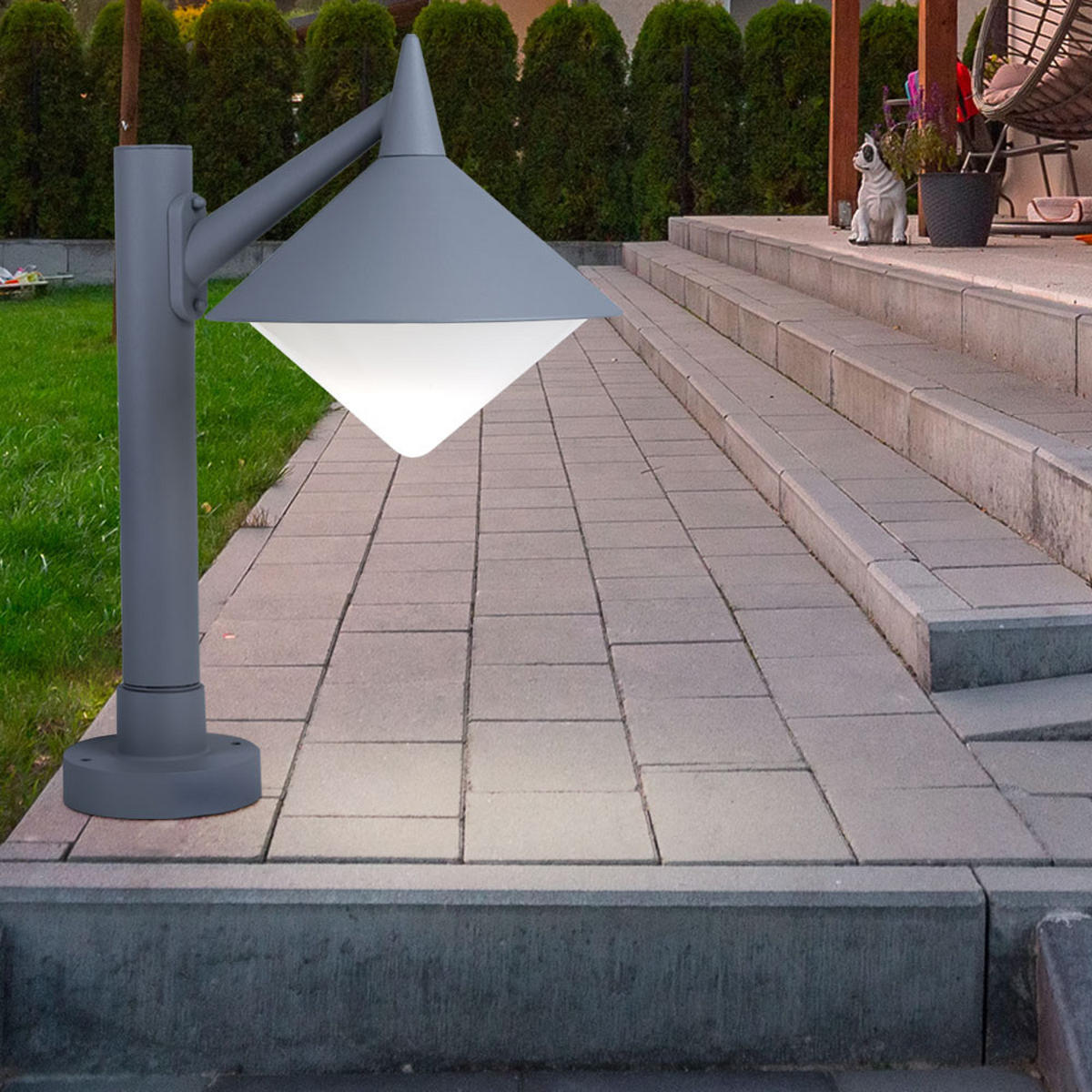 LED STEHLEUCHTE MANHATTAN Grau ALU - Grau, Kunststoff/Metall (26/58/40cm)