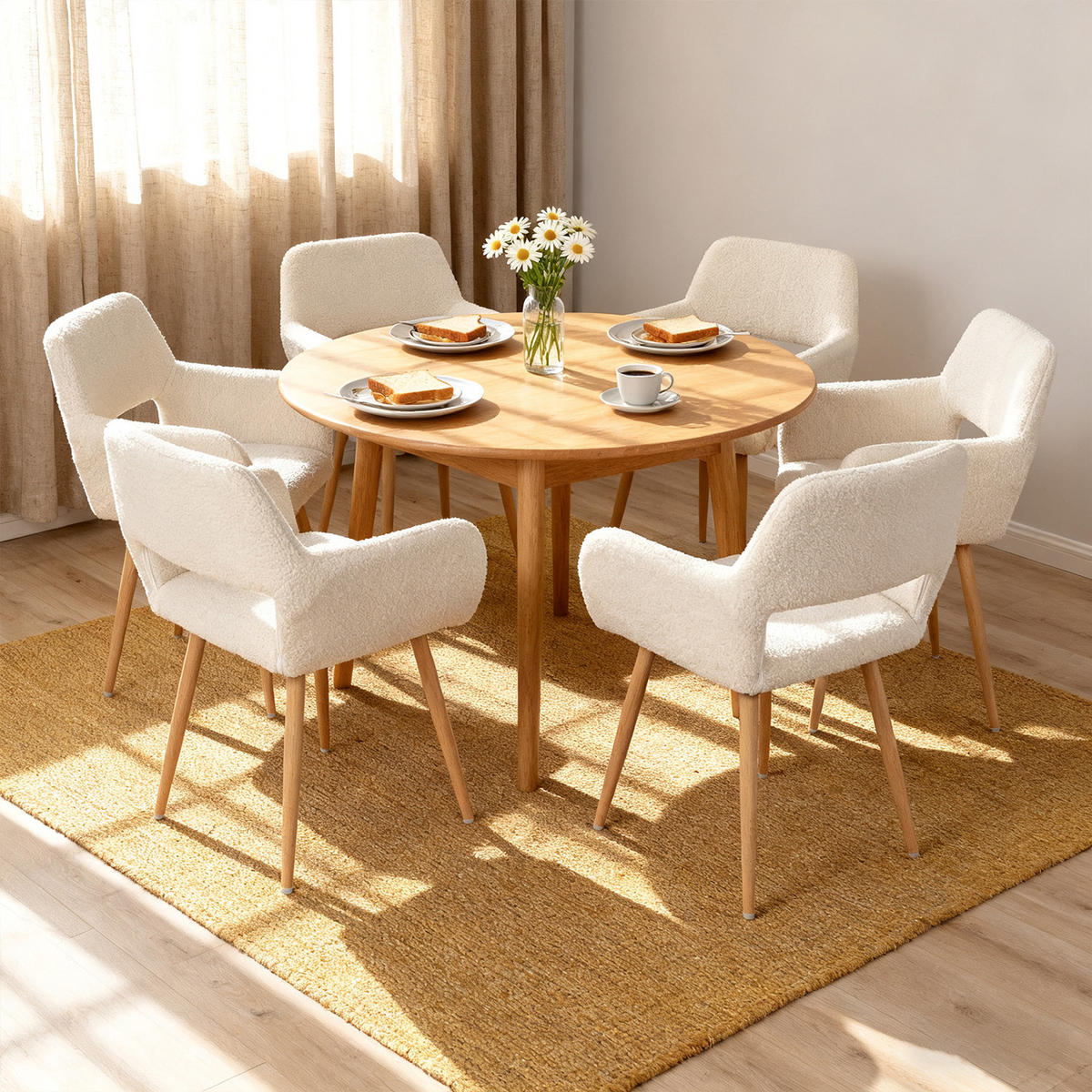 ESSZIMMERSTUHL 6er-Set In Teddy-Stoff Beige - Beige, Textil (56/78/56cm) - Meubles Cosy