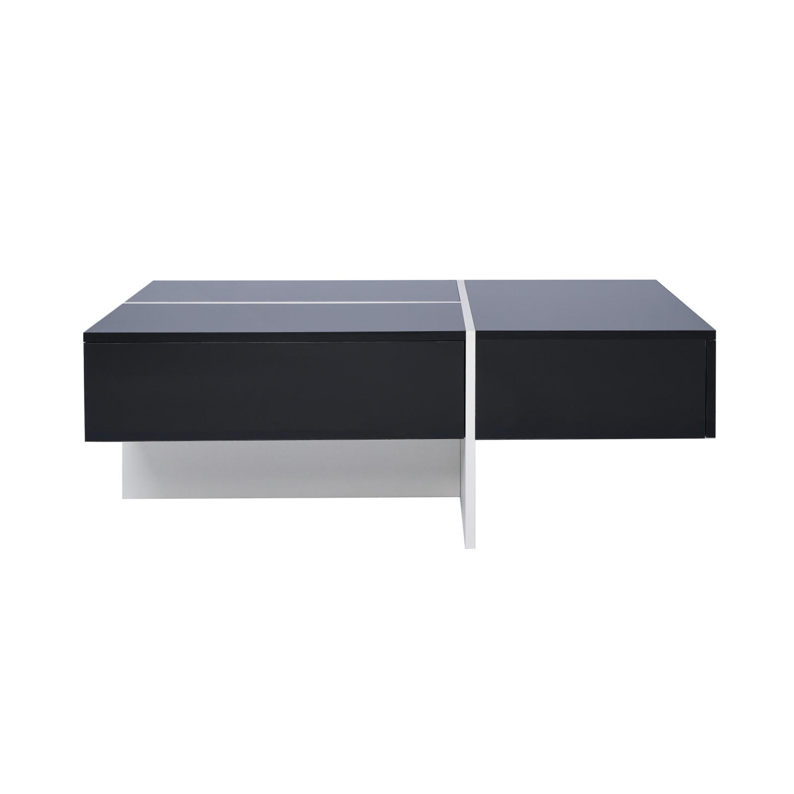 COUCHTISCH Schwarz Hochglanz mit LED, Stauraum und Schubladen - Schwarz, Metall (100/50/34cm)