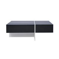 COUCHTISCH Schwarz Hochglanz mit LED, Stauraum und Schubladen - Schwarz, Metall (100/50/34cm)