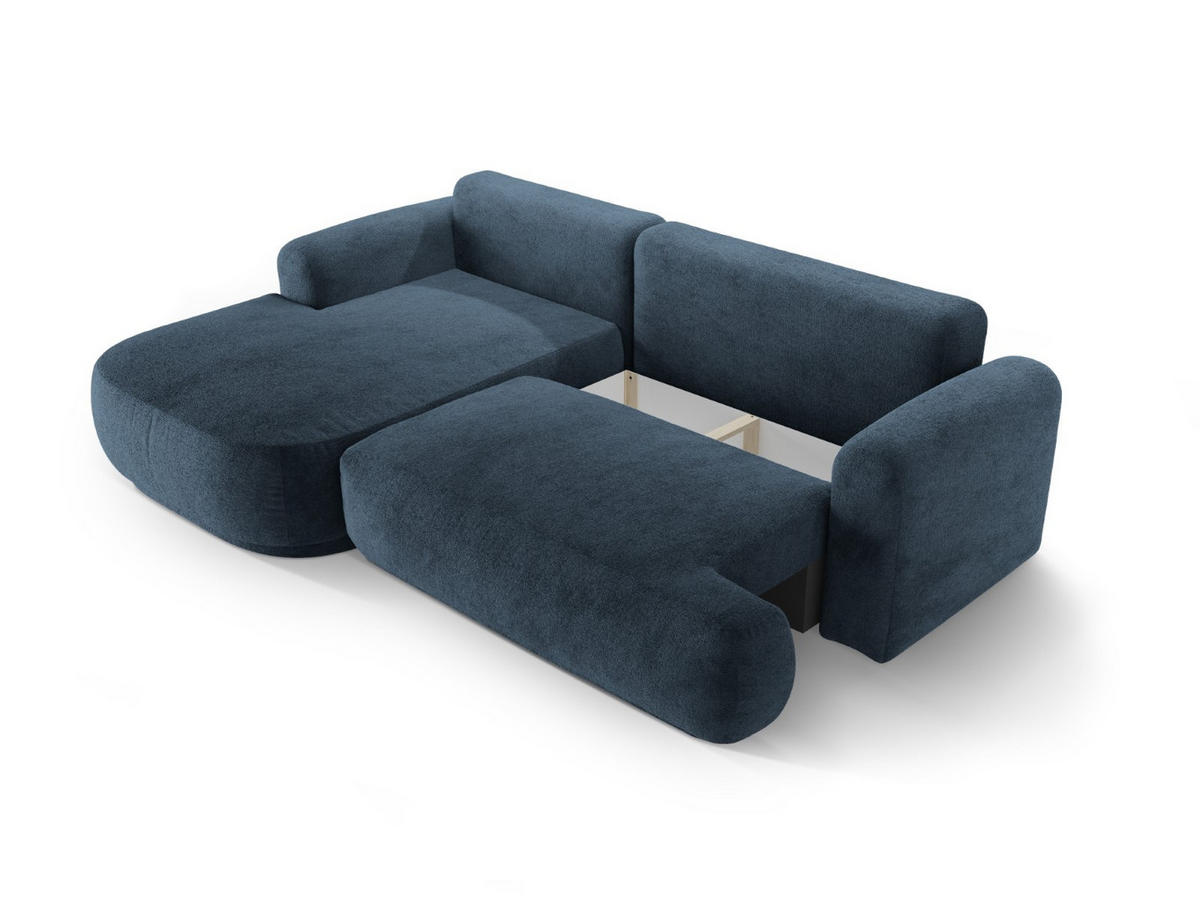 SCHLAFSOFA modular mit Bettkasten links Ella aus strukturiertem Stoff dunkelblau 5 Sitzplätze - Dunkelblau, Textil (174/271cm) - Micadoni