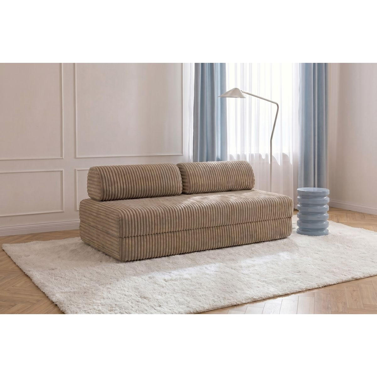 XL braunes Cord-Schlafsofa, 2-3-Sitzer, ausziehbar - Braun, Textil (95/70.5/190cm) - Kimo