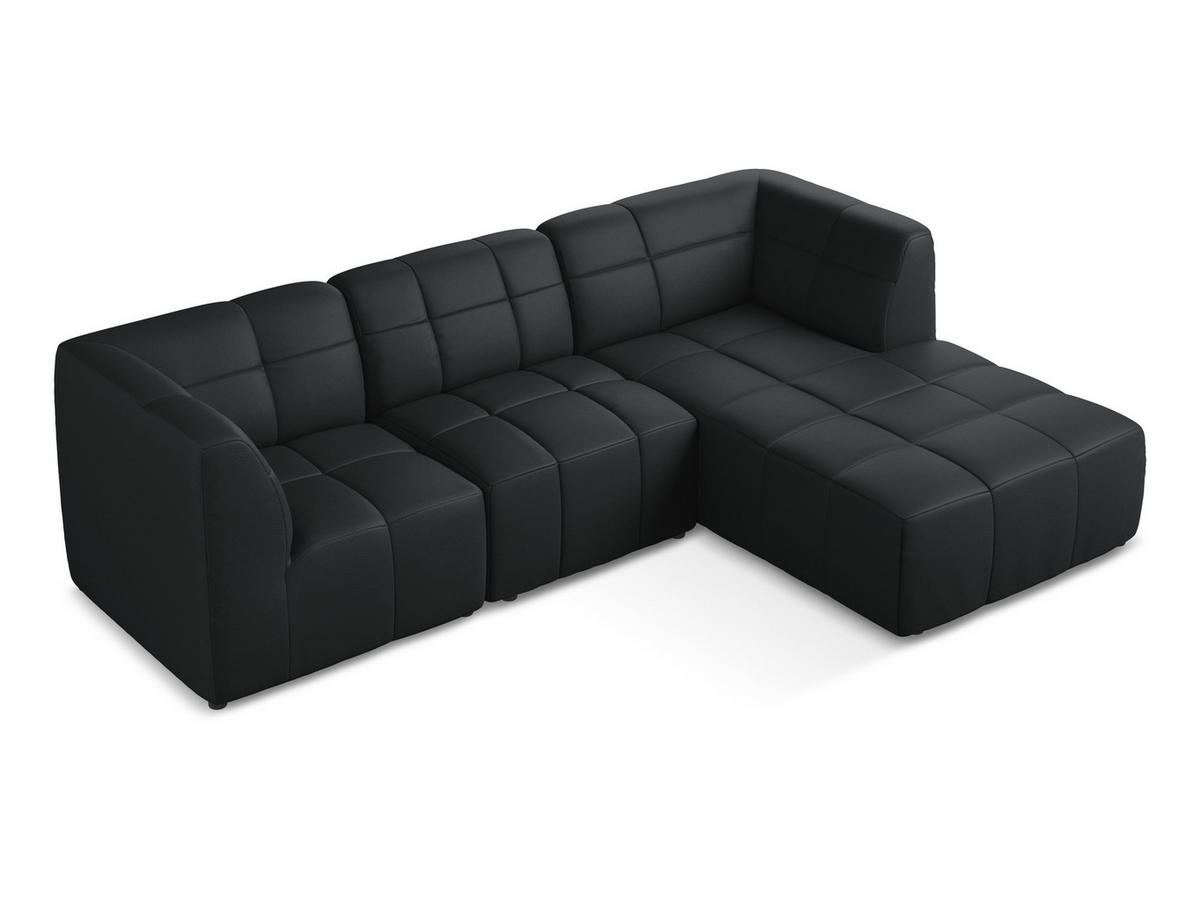 POUF Samt Stoff Beige - Beige/Schwarz, Holzwerkstoff/Kunststoff (75/41/90cm) - Makamii