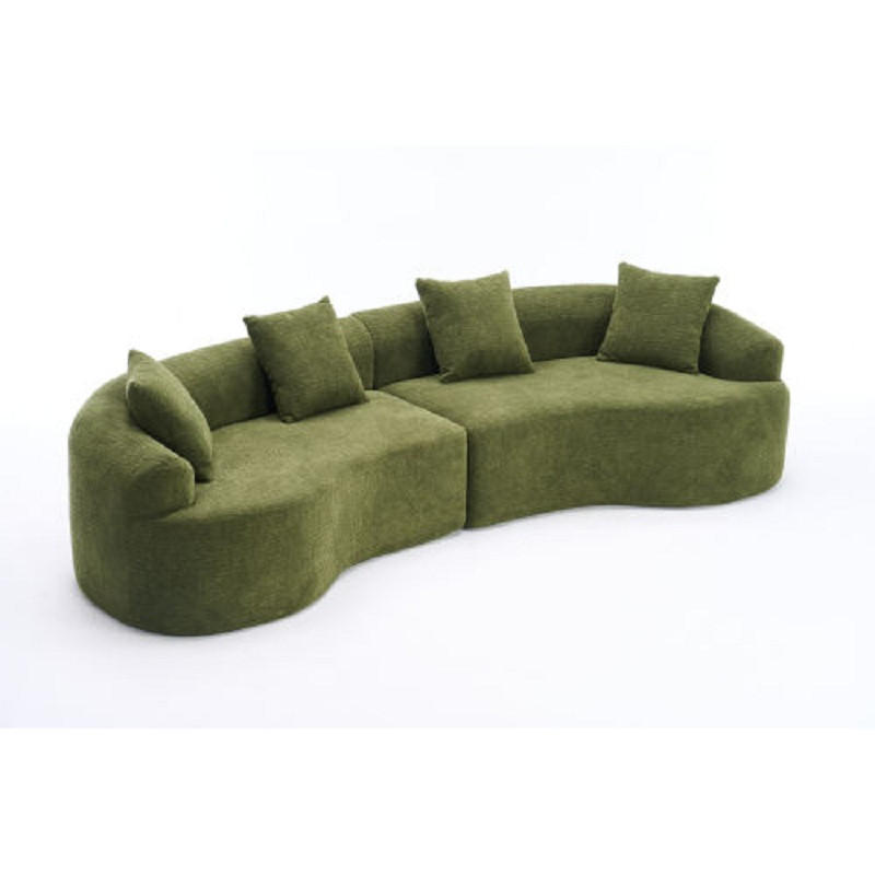 4-SITZER SOFA Chenille Grün - Grün, Textil (275/63/115cm) - WISHDOR