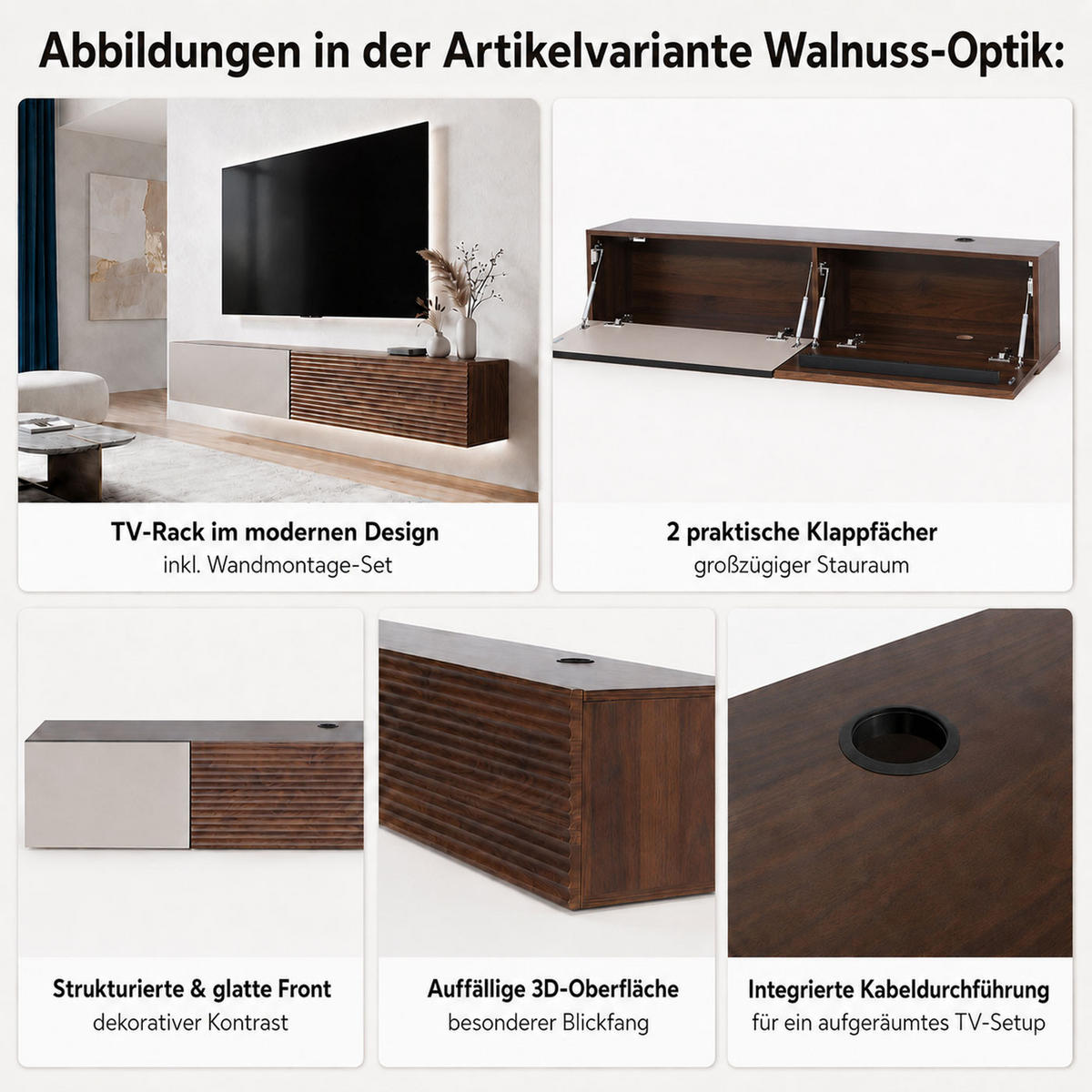 TV-RACK Eiche Dekor - Eiche Wotan, Holz (160/30/30cm) - MCW