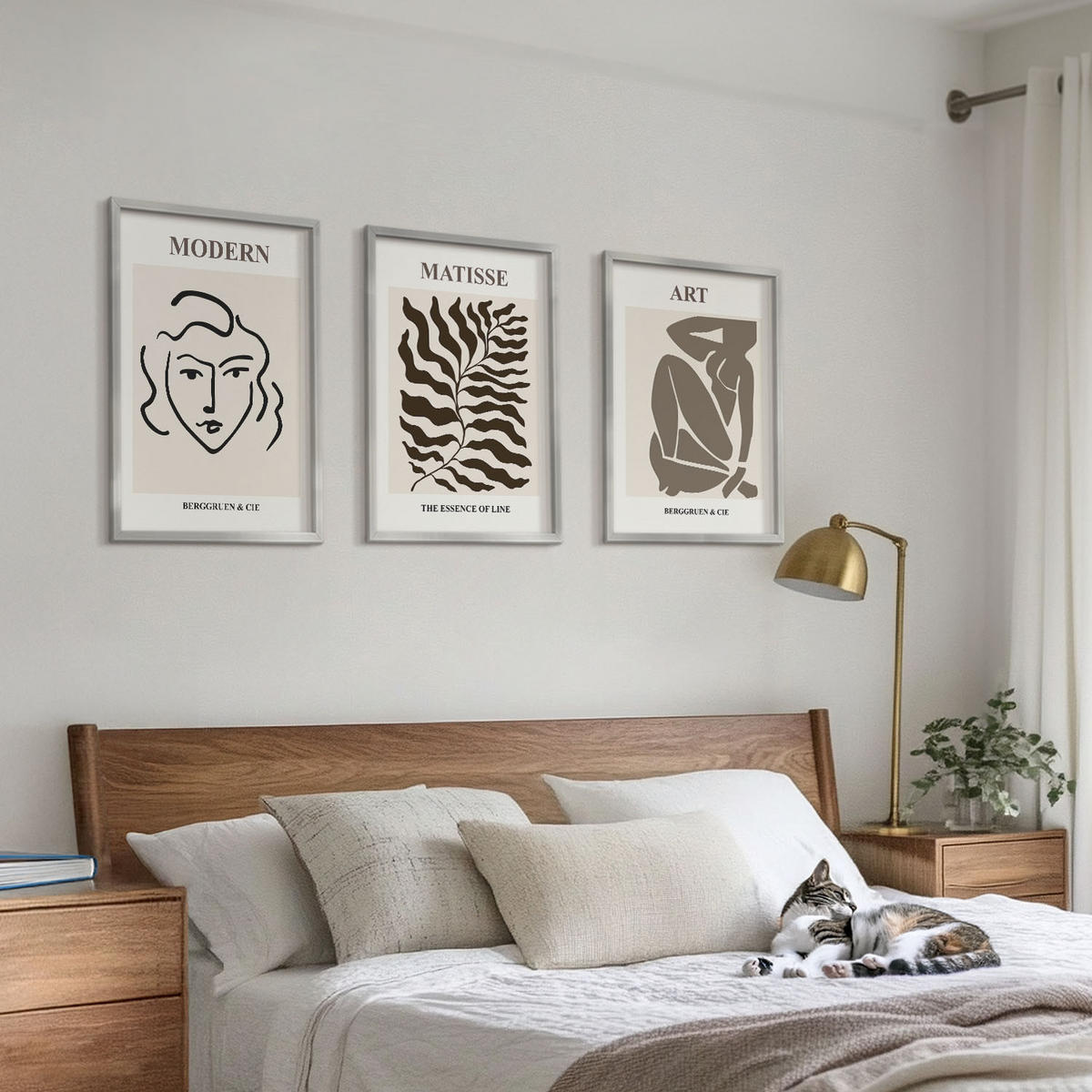 BILDER SET 3er Set - 40x60 cm Silberner Rahmen - Stilvolle Grafiken, Linien, Zeichen - Silberfarben, Kunststoff (40/60cm) - TULUP