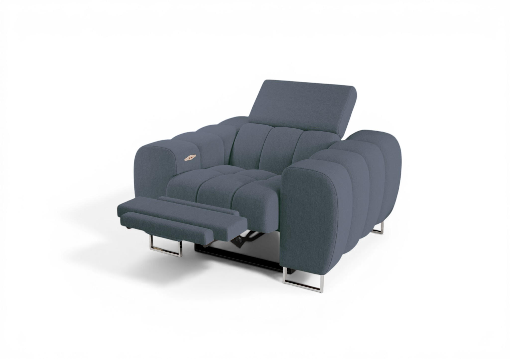 SESSEL Bastien Relax In Stoff Gemma - Blau, Holzwerkstoff/Textil (125/95/97cm) - Fun Möbel