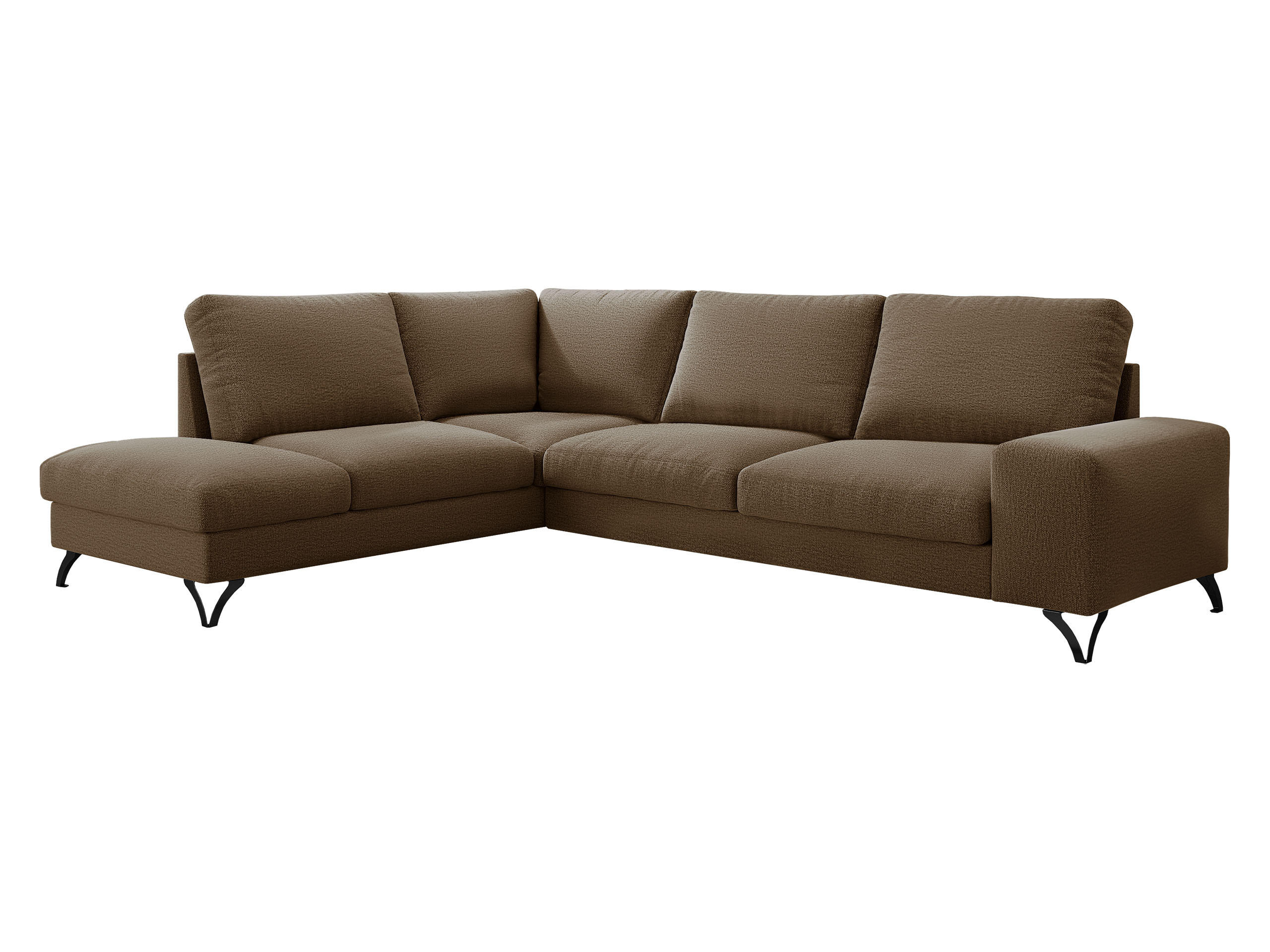 ECKSOFA Flavio Bis, Seite: Links - L3F+L2F+R4 - Schwarz/Braun, Holz/Textil (285/214cm) - MIRJAN24