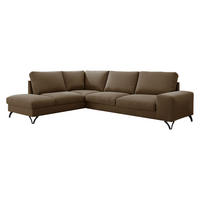 ECKSOFA Flavio Bis, Seite: Links - L3F+L2F+R4 - Schwarz/Braun, Holz/Textil (285/214cm) - MIRJAN24