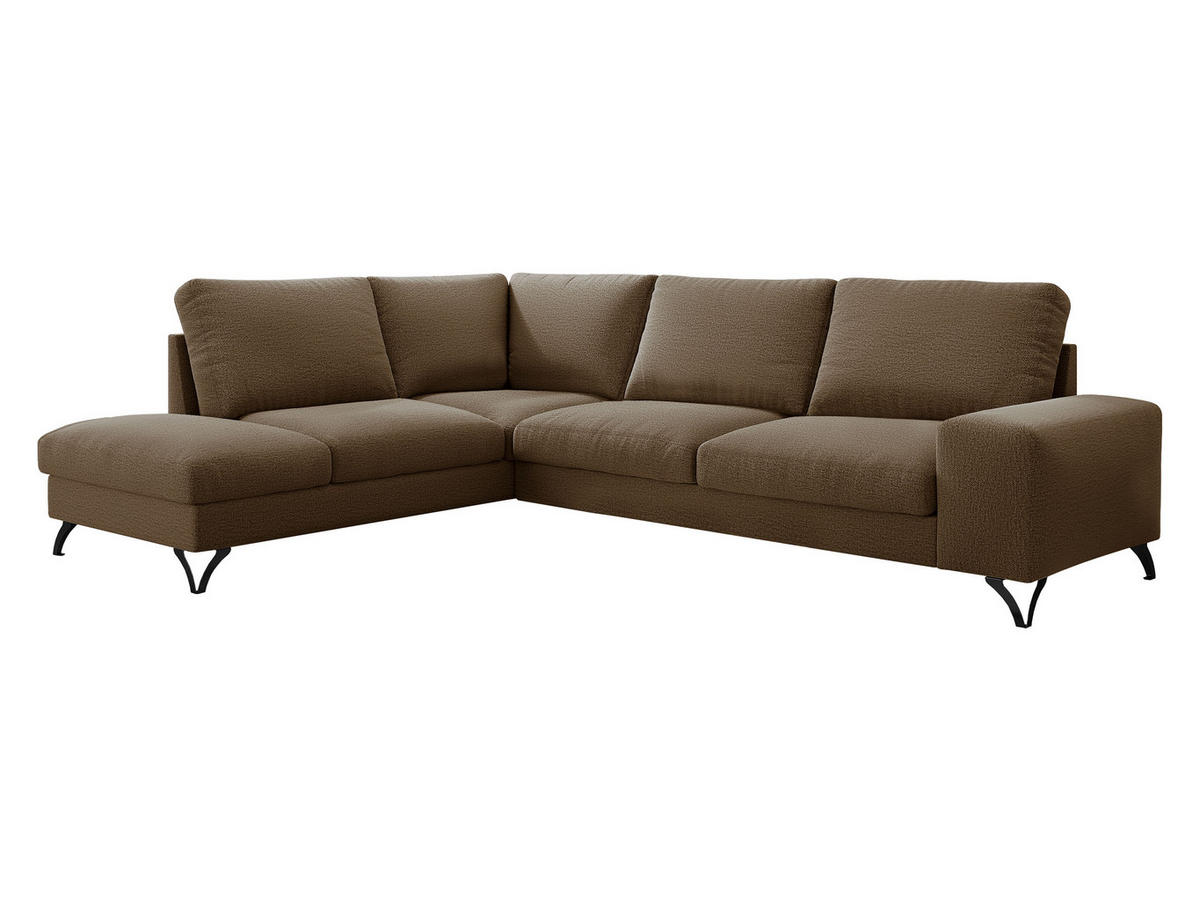 ECKSOFA Flavio Bis, Seite: Links - L3F+L2F+R4 - Schwarz/Braun, Holz/Textil (285/214cm) - MIRJAN24