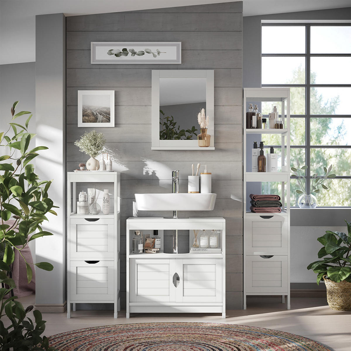 MIDISCHRANK Vilda Weiß 30 x 89 cm mit 2 Schubkästen - Weiß, Holzwerkstoff (30/89/30cm) - Vicco