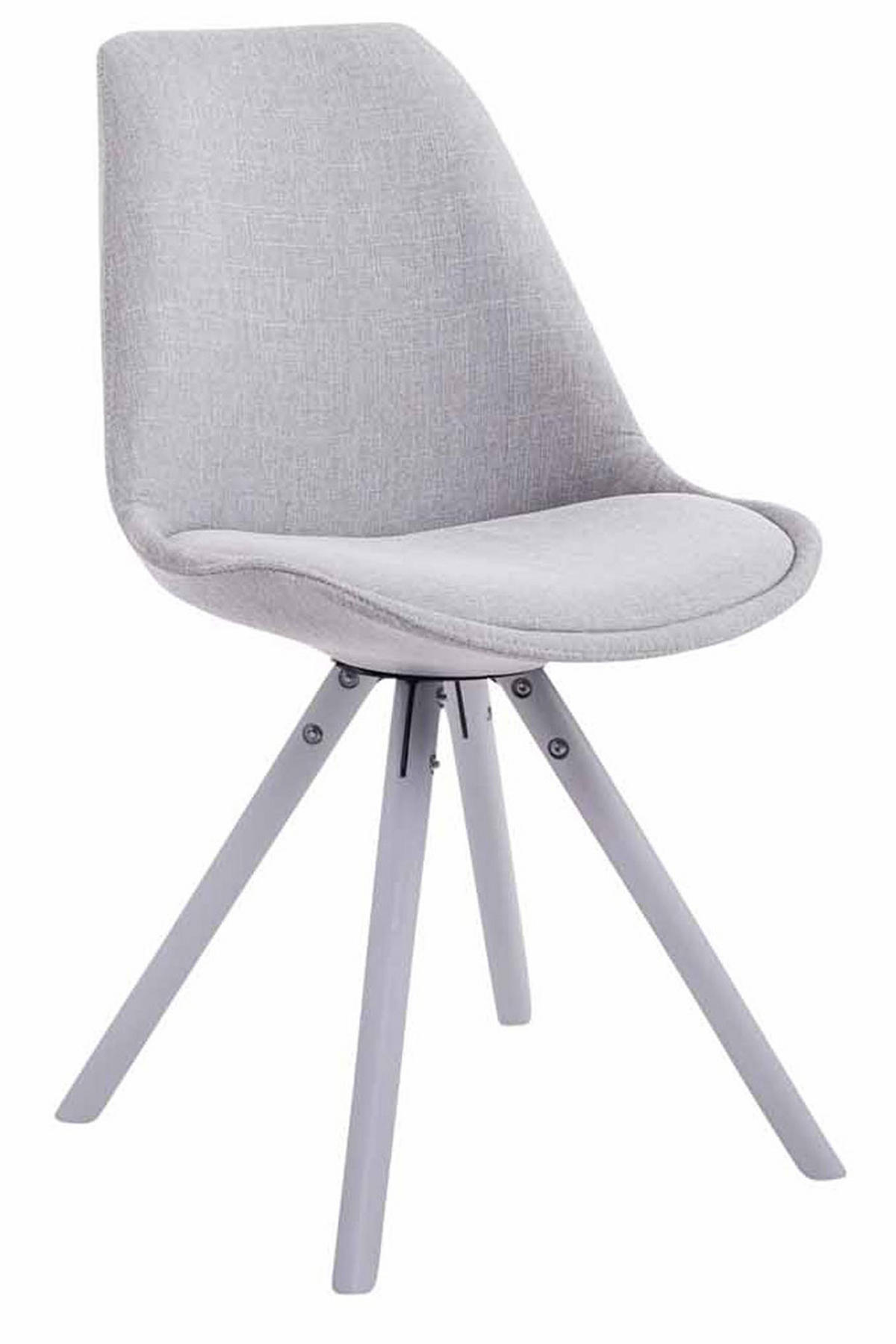 STUHL Stoff grau - Weiß/Grau, Holz/Textil (48/84/56cm) - CLP