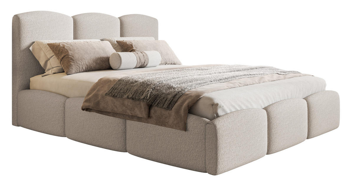 POLSTERBETT 180x200 Roma Slim mit Bettkasten, Lattenrost, Boucle Beige - Beige, Holz/Textil (180/200cm) - Emporius