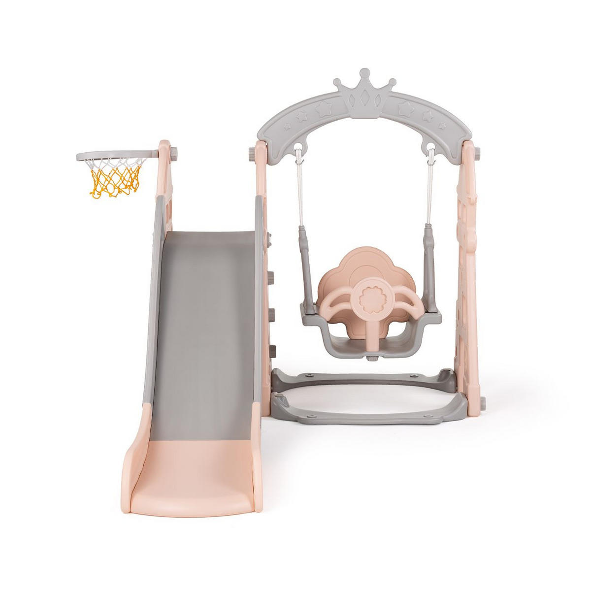 KINDERRUTSCHE, Schaukel Basketballkorb, Ball, drei Stufen, ab 1 Jahr - Rosa, Kunststoff (140/125/200cm) - Chipolino