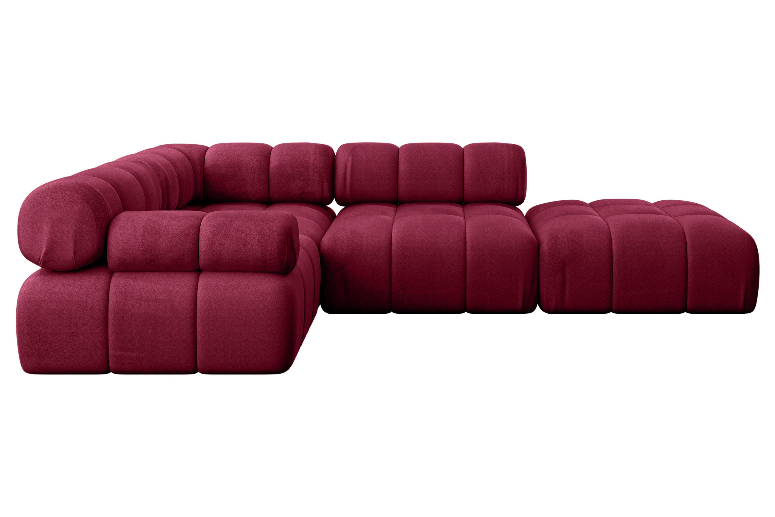 ECKSOFA modulares Sofa Felto-L1 - 285x190x70 cm Bordeauxrot Velours - Bordeaux, Holzwerkstoff/Textil (285/190cm) - ALTDECOR