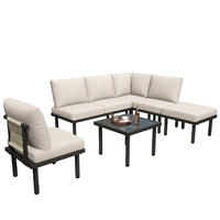 GARTENSET 231x174x66cm beige aus Stahl und Olefin, verstellbar - Beige, Metall - Modfu