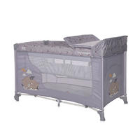 REISEBETT Moonlight silbergrau zwei Ebenen, faltbar, Wickelauflage, Matratze, Räder - Silberfarben, Kunststoff (60/120cm) - Lorelli