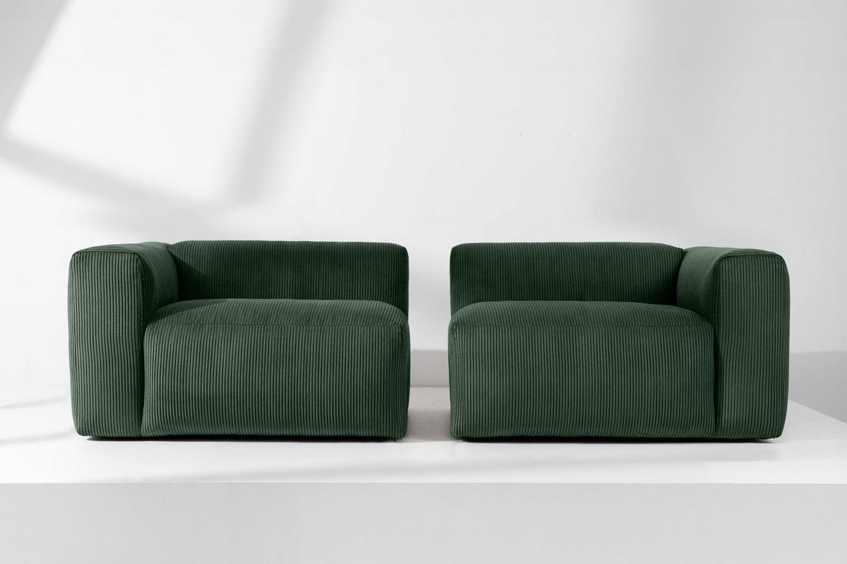 2,5-SITZER-MODULSOFA BUFFO mit extrem weicher und bequemer Sitzfläche, Kordstoff, dunkelgrün - Dunkelgrün, Textil (250/73/96cm) - KONSIMO®