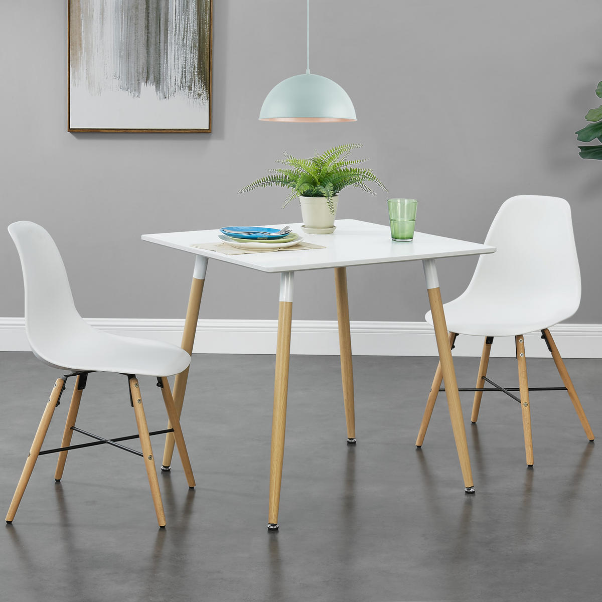 ESSTISCH Hessen - Braun/Weiß, Holzwerkstoff/Metall (80/80/74cm) - [en.casa]