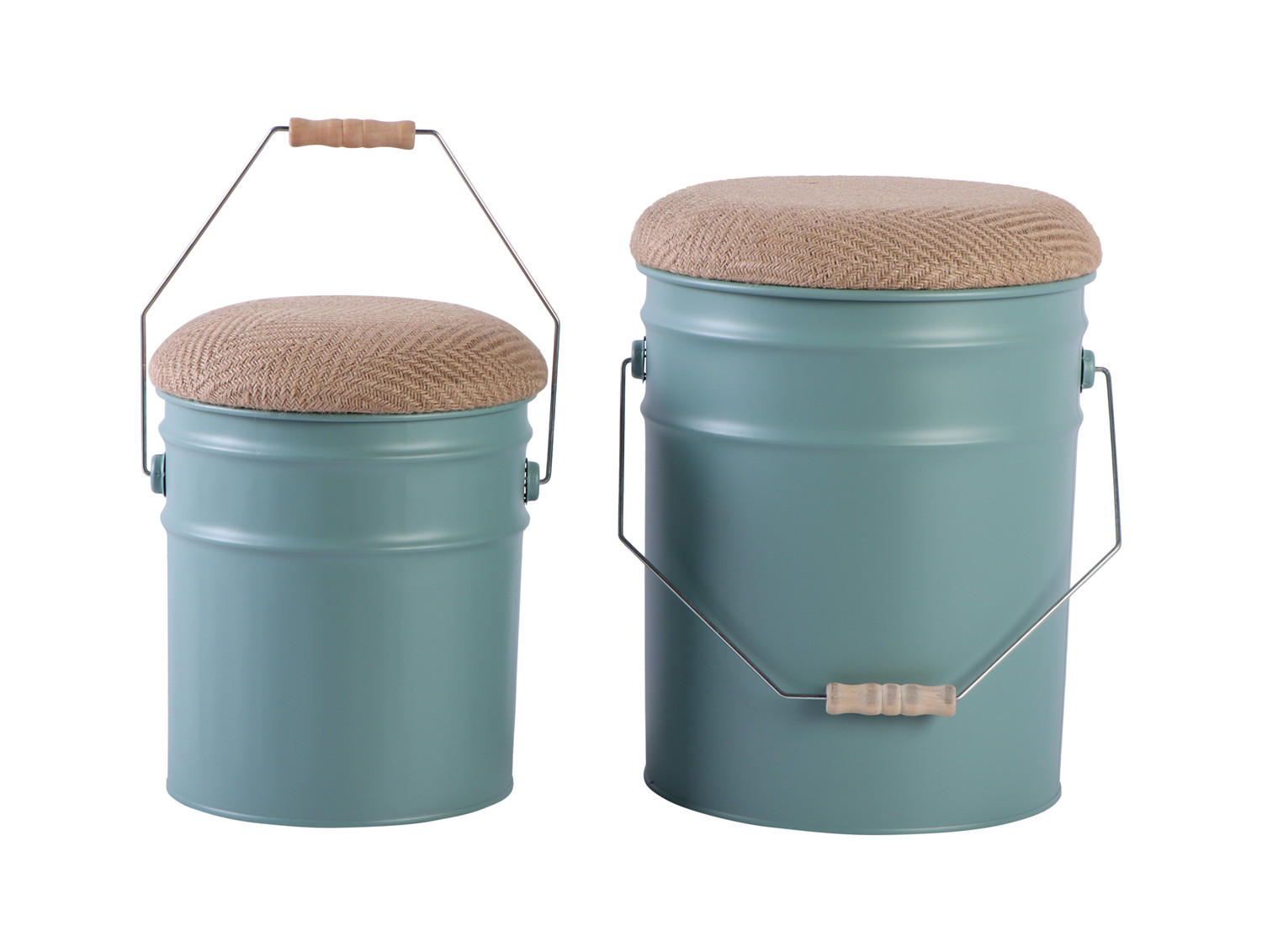 HOCKER Set Buckets 31/31/39 cm - Grün, Metall (31/39/31cm) - Leitmotiv