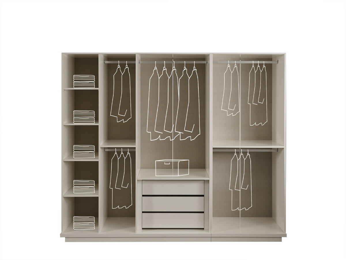 BETTANLAGE Pedro Brown Typ-1 Bett mit Kopfteil, 2 Nachttische, Kleiderschrank und Kommode - Braun, Holzwerkstoff (160/200cm)
