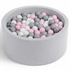 BÄLLEBAD Farbmix 90 cm Durchmesser inkl. 200 Bälle - Pink/Weiß, Textil (90/30/30cm) - AngeLove