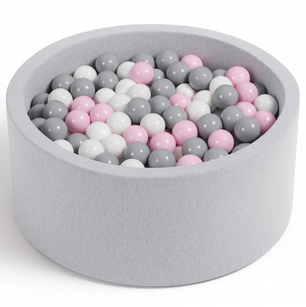 BÄLLEBAD Farbmix 90 cm Durchmesser inkl. 200 Bälle - Pink/Weiß, Textil (90/30/30cm) - AngeLove