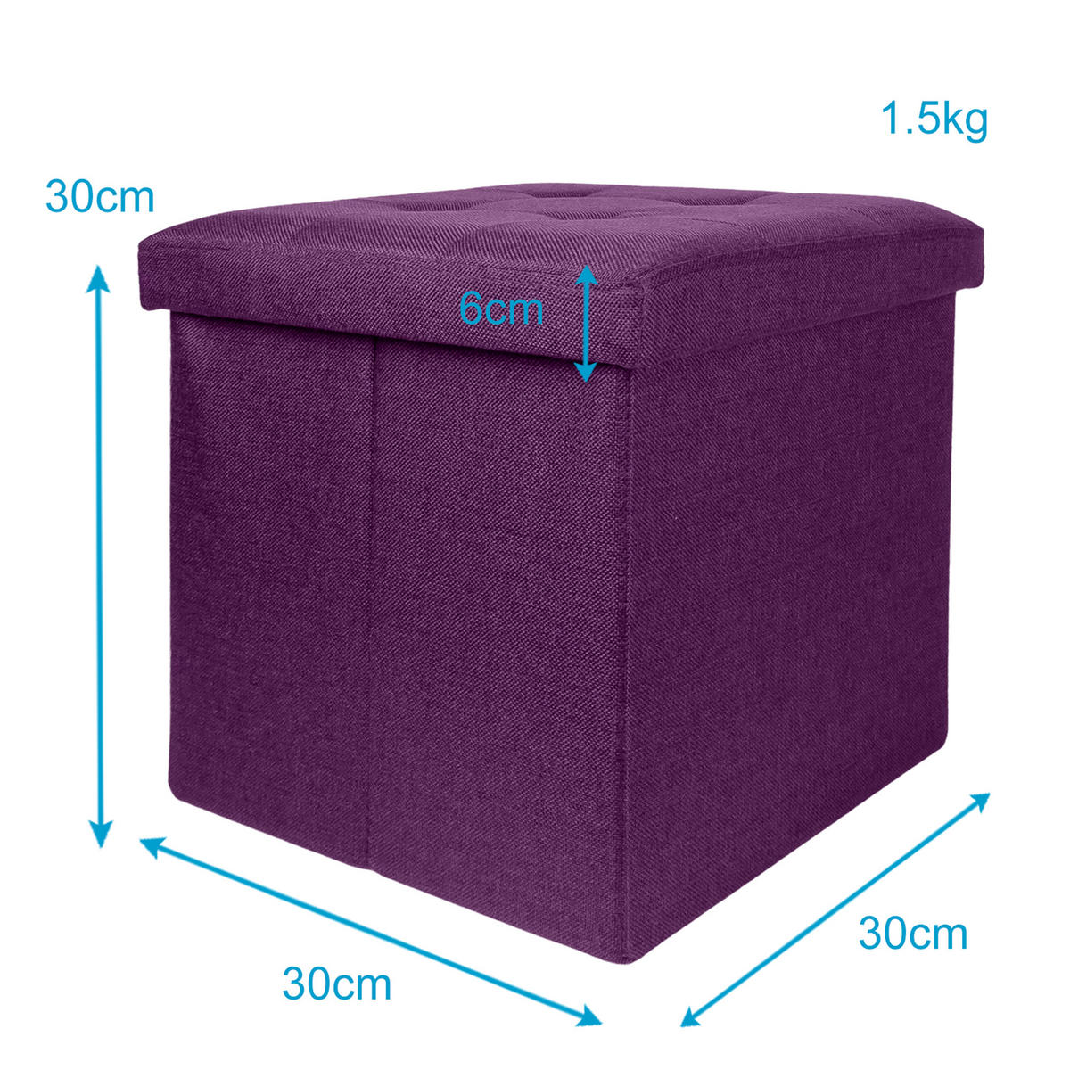 SITZWÜRFEL Faltbar 30/30/30 cm (Lila) - Lila, Textil (30/30/30cm) - Intirilife
