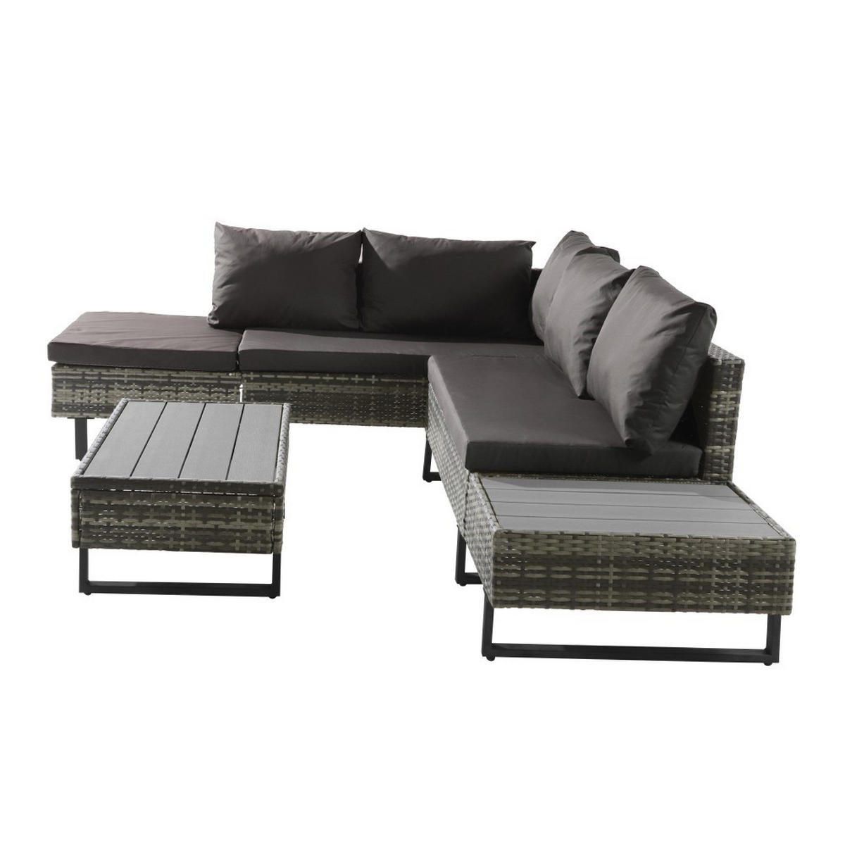 LOUNGEGARNITUR für 4-5 Personen mit Ecksofa，Grau - Grau, Textil - KOMHTOM