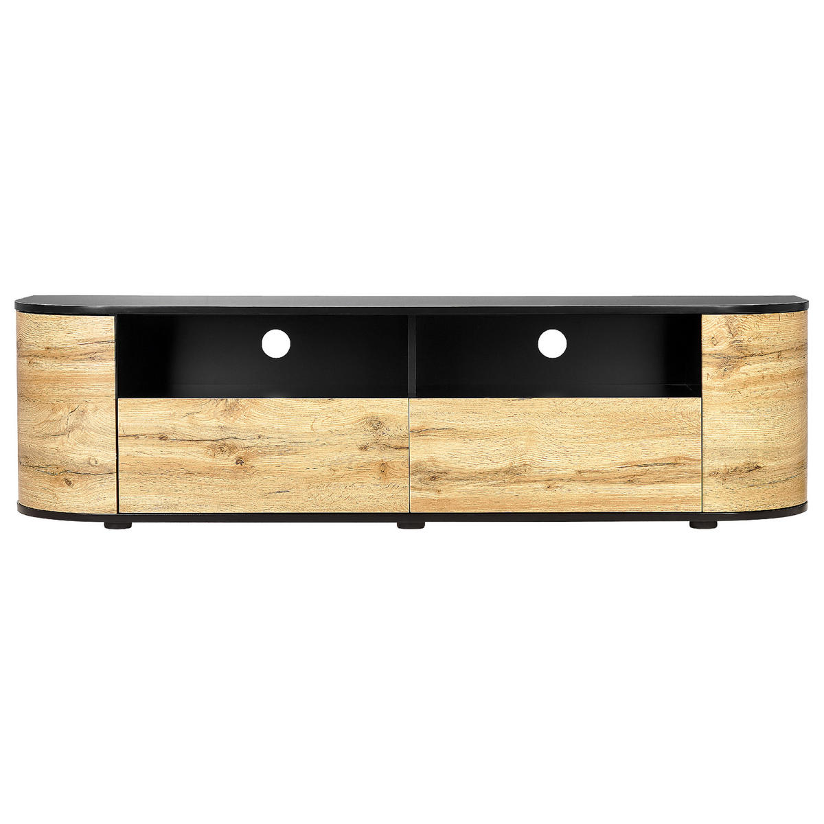 TV-MÖBEL Hellbraun, Schwarz JEROME 40/160/44 cm - Hellbraun, Holzwerkstoff (160/44/40cm) - Beliani