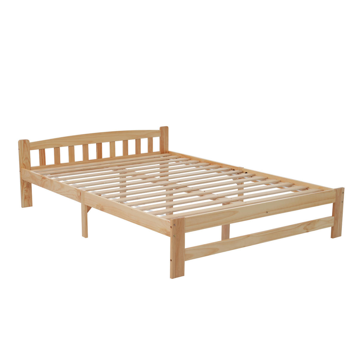 DOPPELBETT 140x200 Futonbett aus Kiefer Massivholz, mit Lattenrost, robustes Schlafzimmerbett, natur - Naturfarben, Holz (140/200cm) - Luhomfu