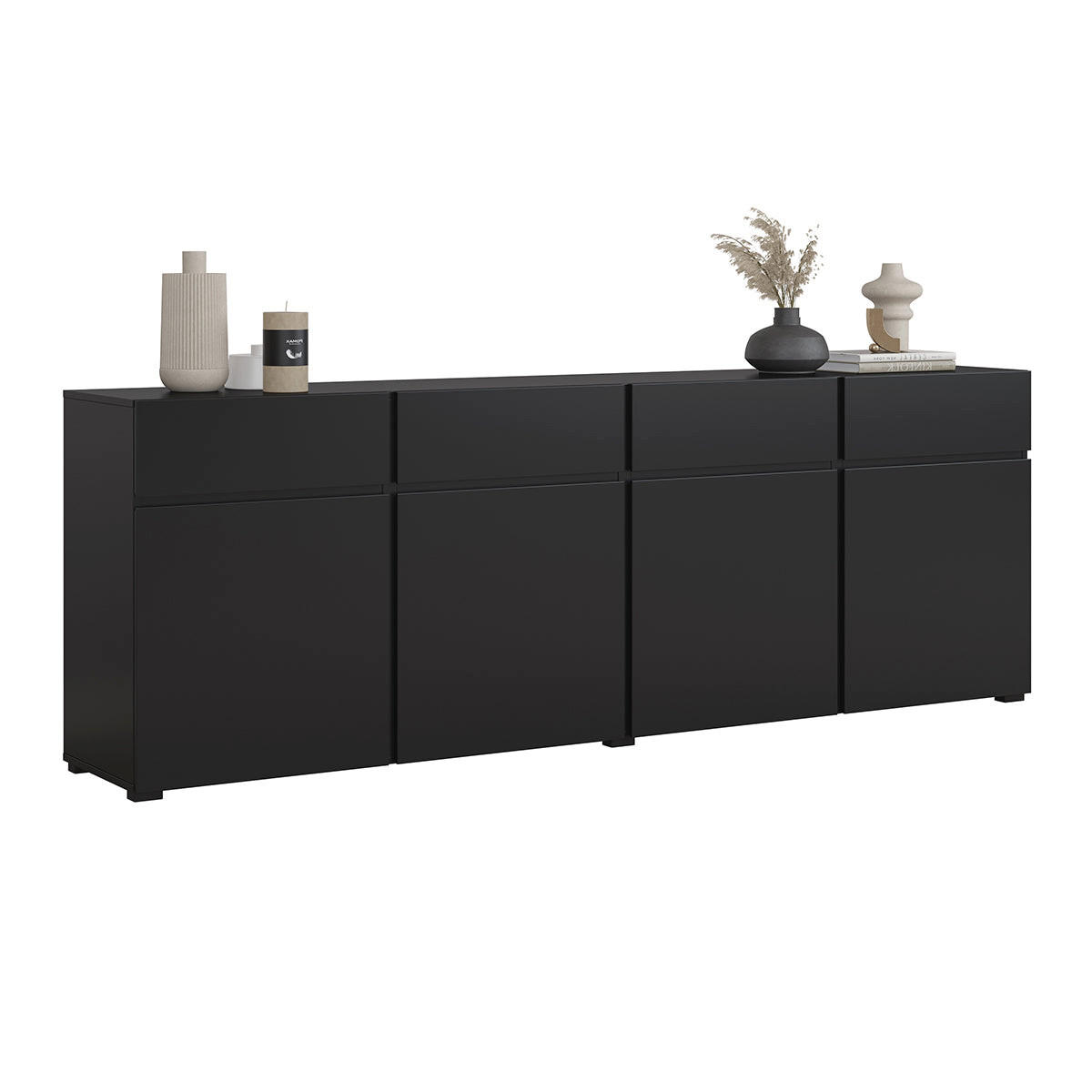 ŠIROKÁ KOMODA Lilia Čierna - čierna, kompozitné drevo (225/78/40cm) - Petits-meubles