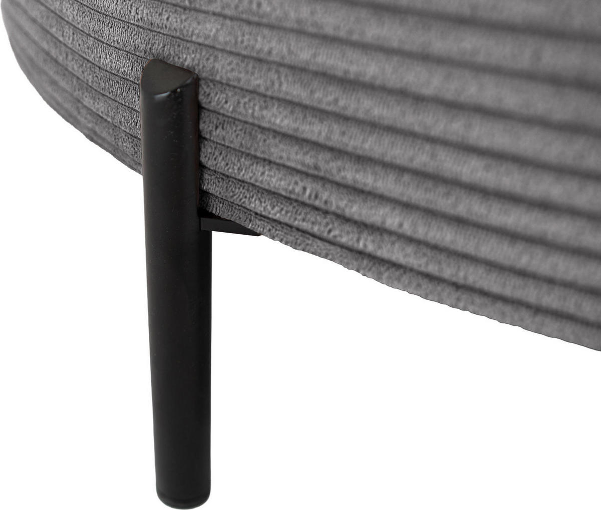 ECKSOFA Hana Loft 3-Sitzer Ecke Rechts, Cordstoff Chenille, Grau 241/80/168 cm - Schwarz/Grau, Textil/Metall (241/168cm) - WFL GROUP