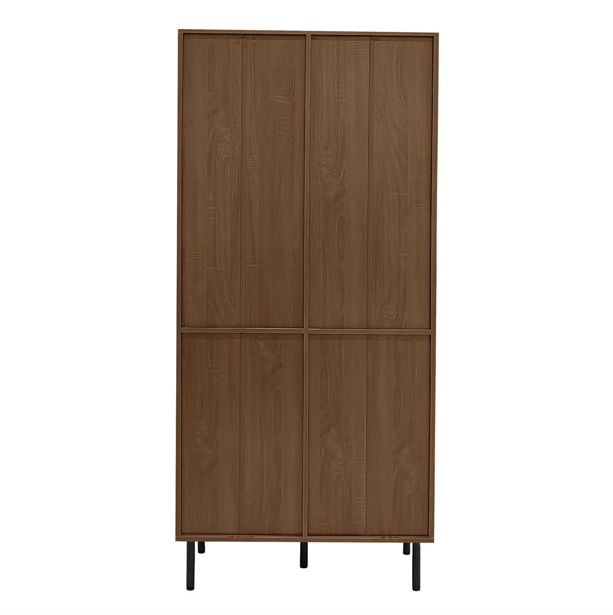 VITRINE 75.5x35x164.5cm in Holz mit Glasfront & Schubladen - Walnussfarben, Holzwerkstoff (75.5/164.5/35cm) - Modfu