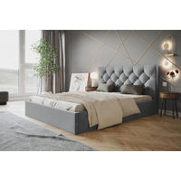 BETT 160x200 - Polsterbett mit Bettkasten und Holzrahmen - Elegant Betten - Weicher Jasminstoff - Kollektion Boston, Grau - AlpiMeble - Grau, Holz/Kunststoff (160/200cm) - Alpi-Möbel