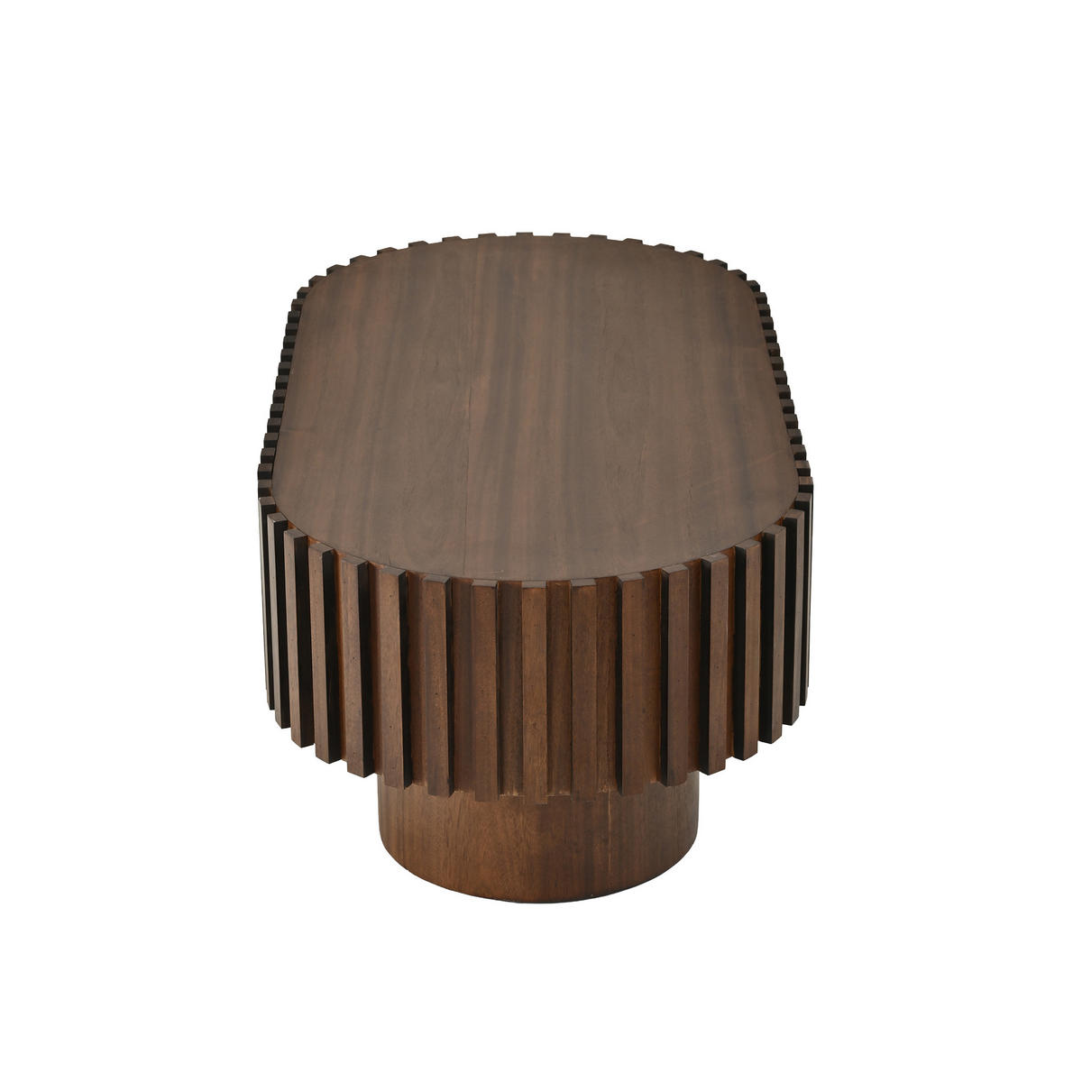 COUCHTISCH 100/50/35,5 cm mit Schublade und Lamellenoptik in Walnussholzfarbe - Walnussfarben/Schwarz, Holzwerkstoff (50/100/35.5cm) - CHICFURN