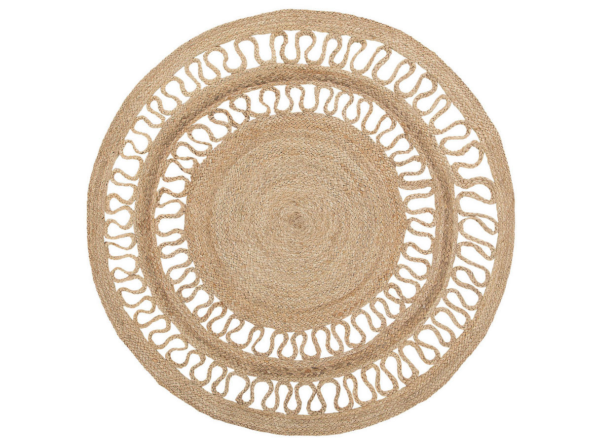 KURZFLOR-TEPPICH Dikili 120/120 cm - Beige, Naturmaterialien (120/120cm) - Beliani