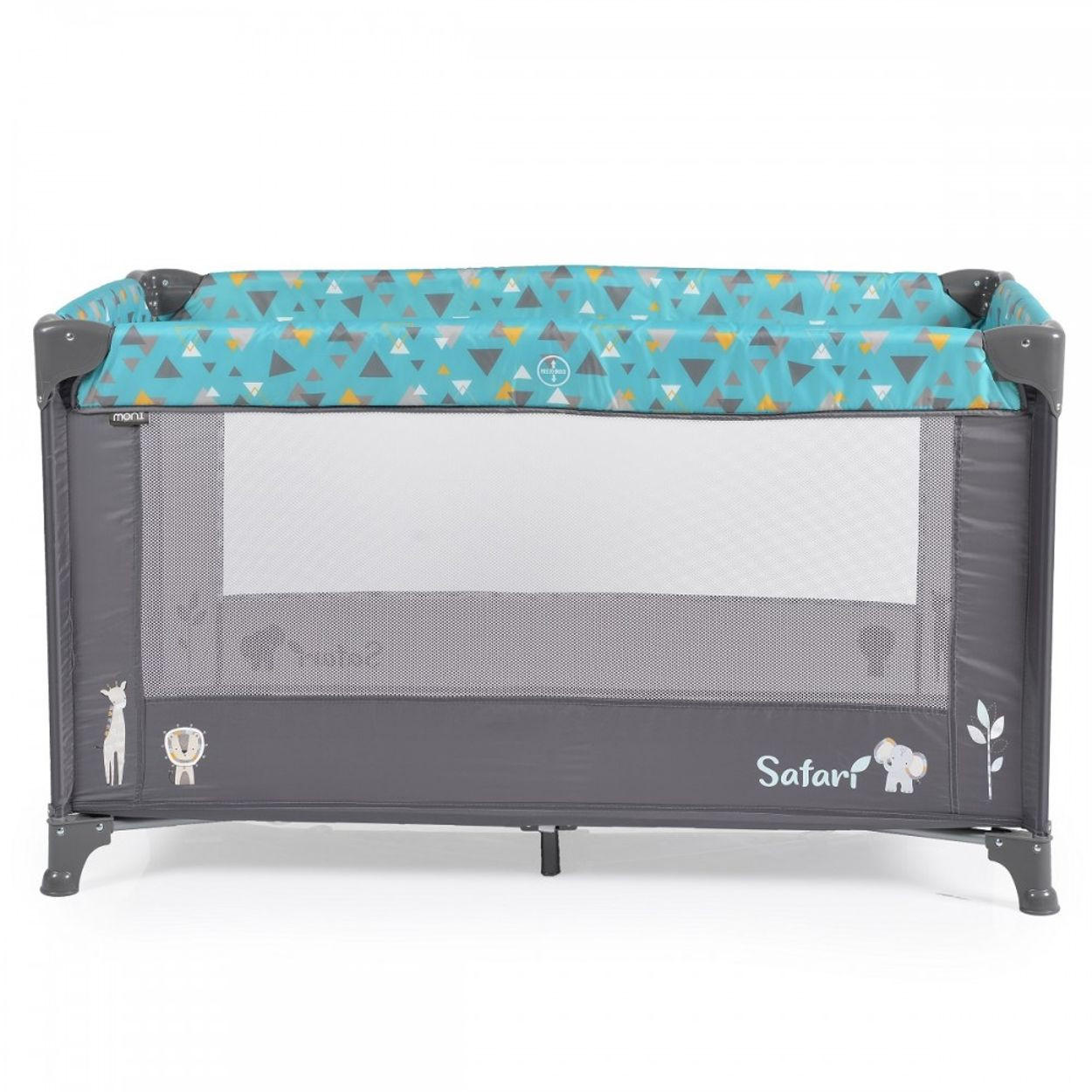 REISEBETT Safari grau türkis Matratze Sichtfenster Seiteneingang Tragetasche - Grau, Kunststoff (60/120cm) - Moni