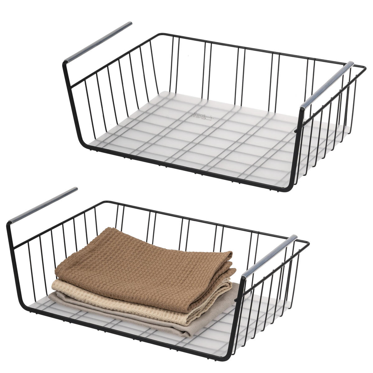 SCHRANKKÖRBE 2er-Set, schwarz - Schwarz, Metall (41/14/26cm) - eluno