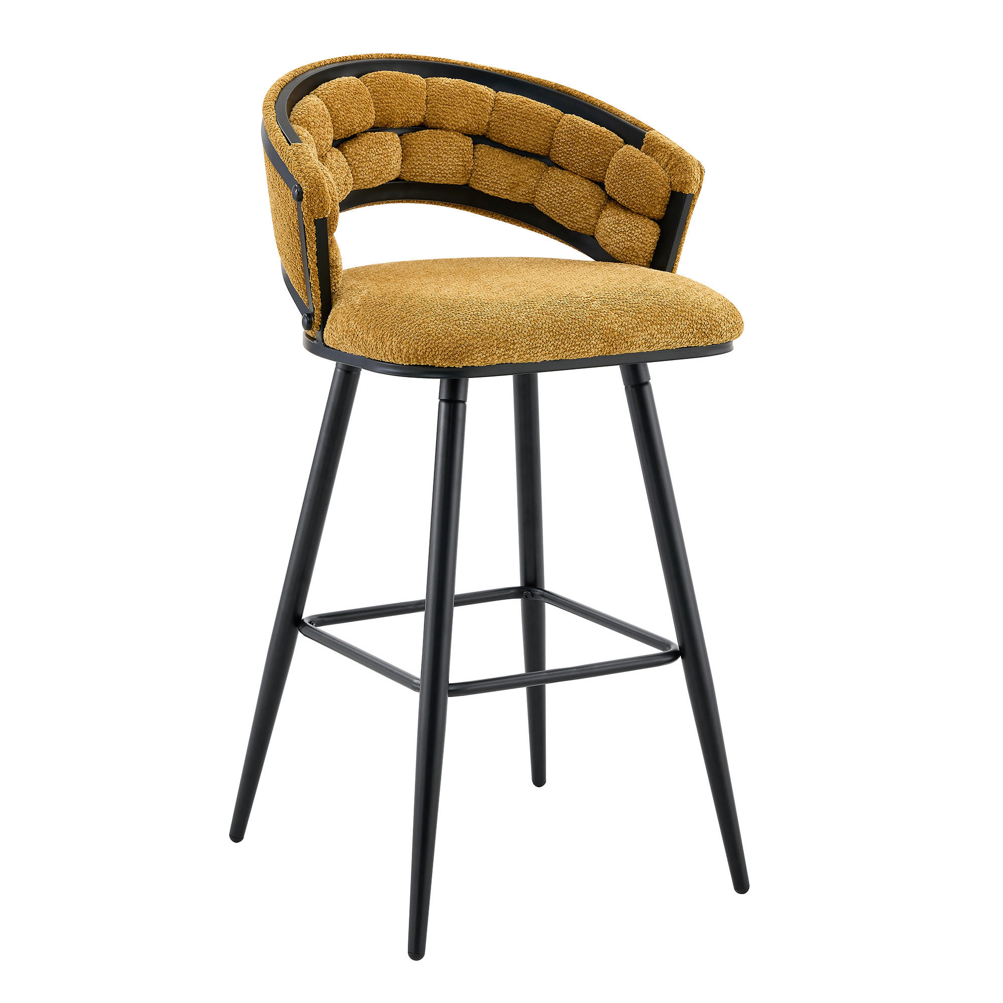 BARHOCKER DE-36781 2er-Set mit schwarzen Metallbeinen Gelb - Gelb, Metall (50.5/98.5/56cm) - ComfortXL