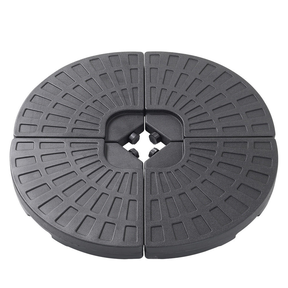 SONNENSCHIRMFUSS aus HDPE in Schwarz Round 4er-set befüllbar wetterfest und standfest Ø100 × 7,5 cm insgesamt gefüllte von 52 bis 60 kg - Schwarz, Kunststoff (50/8cm) - Livingandhome