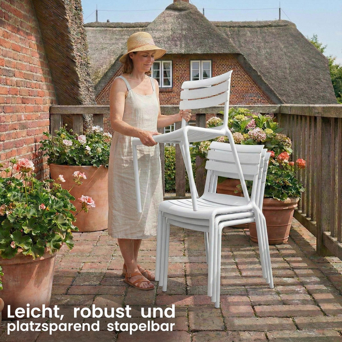 GARTENSTUHL Kunststoff Weiß - Weiß, Kunststoff (49/82/59cm) - CLP
