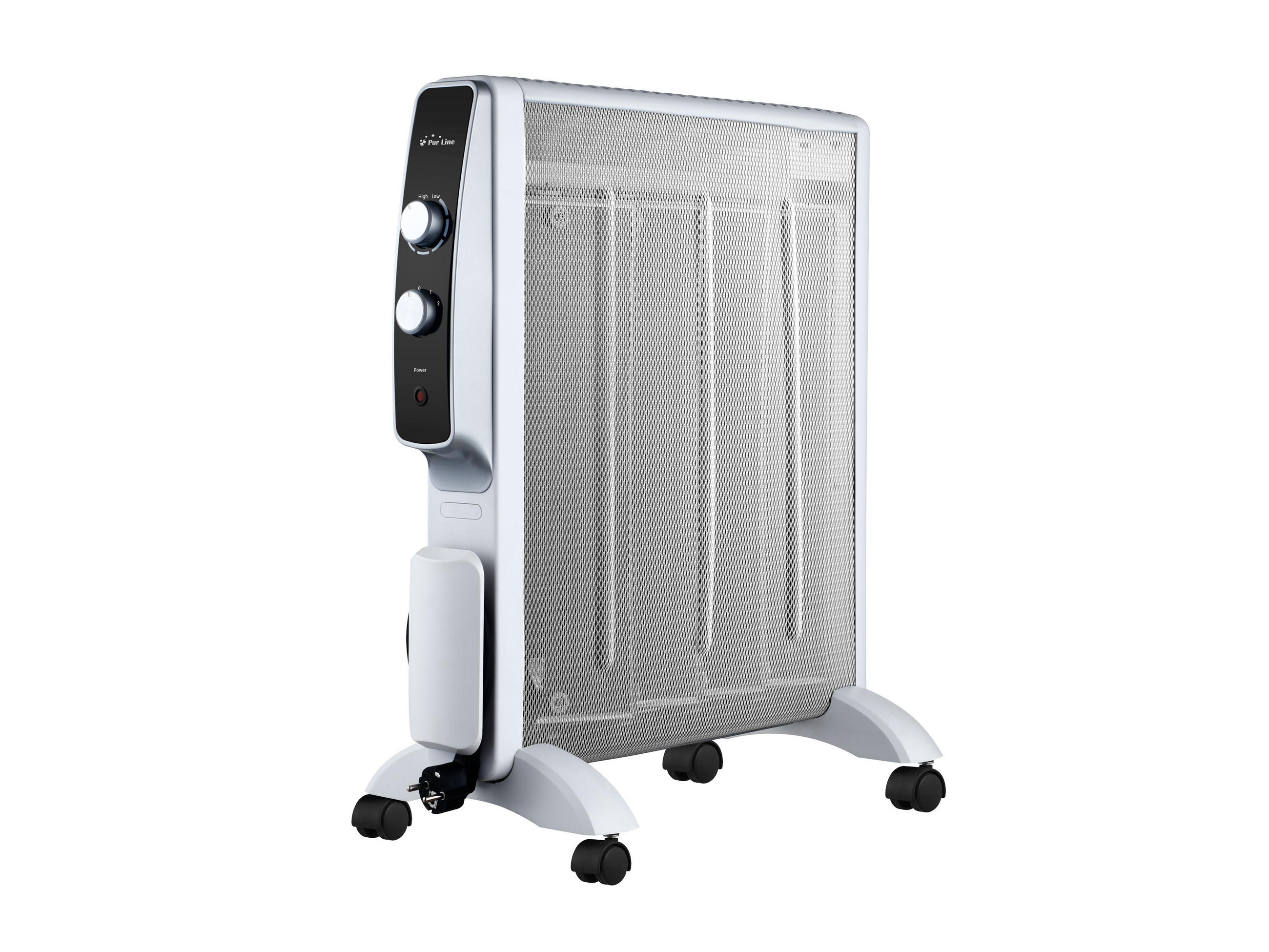 GLIMMER-HEIZKÖRPER Weiß mit Rollen und mechanischem Thermostat 2000 W - Weiß, Metall (55/62/27cm) - Purline