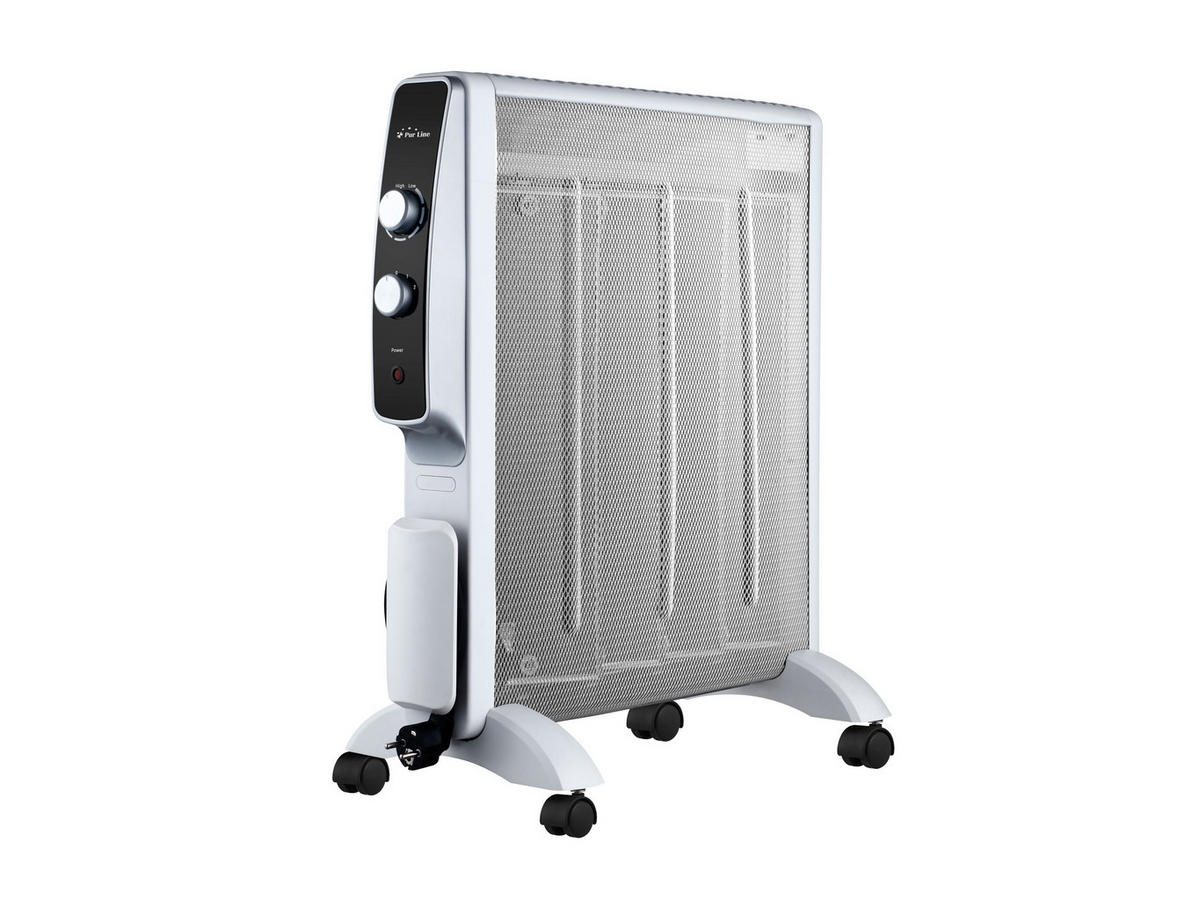GLIMMER-HEIZKÖRPER Weiß mit Rollen und mechanischem Thermostat 2000 W - Weiß, Metall (55/62/27cm) - Purline